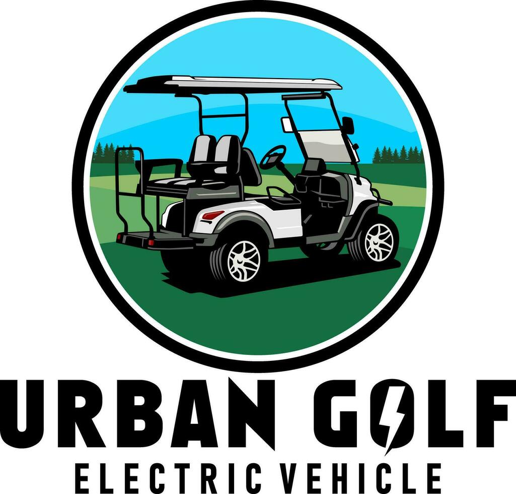 golf cart urban illustration design logo icon vector