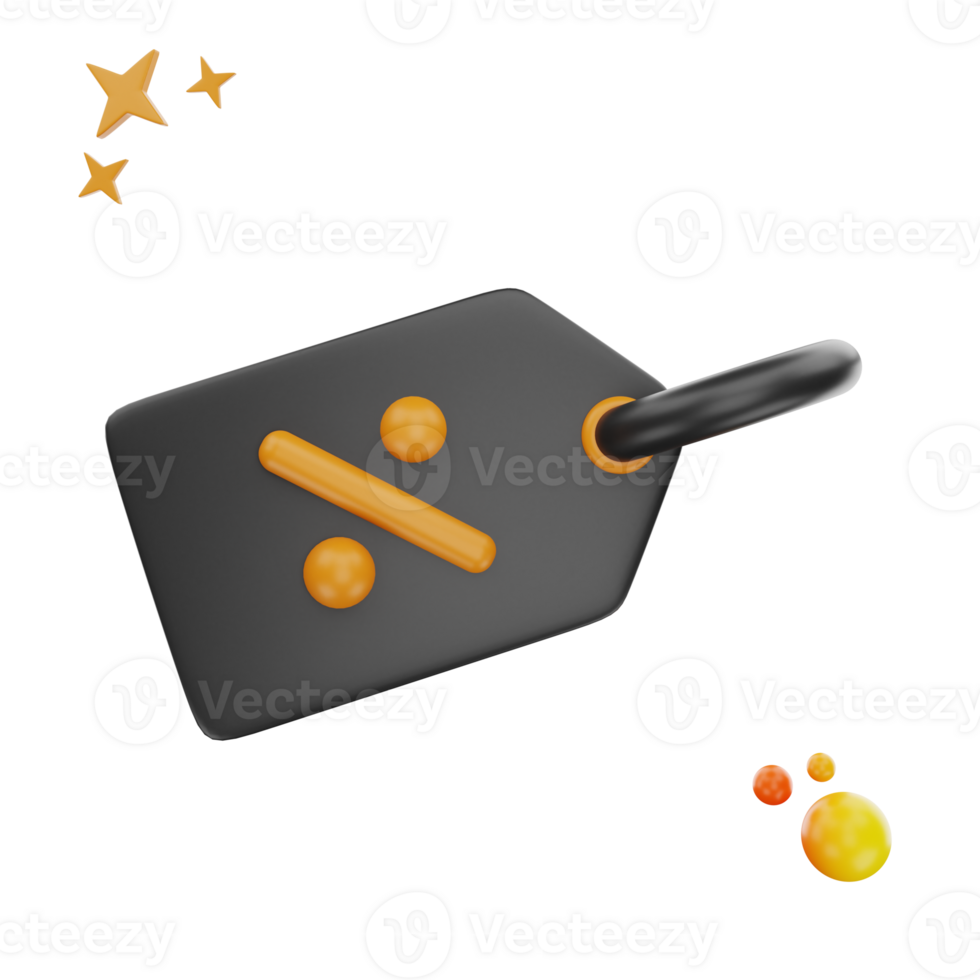 3d rendering Black Friday Percent Card icon object png