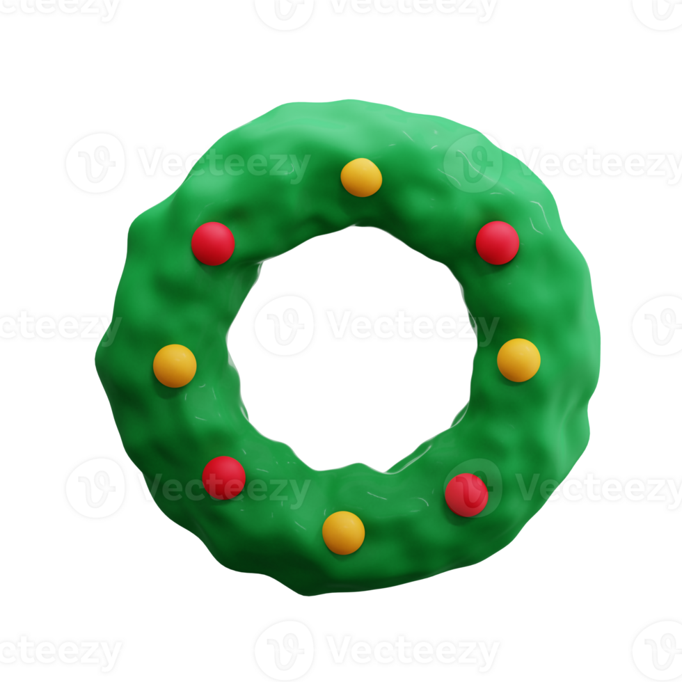 3D rendering Christmas Wreath Icon Object png