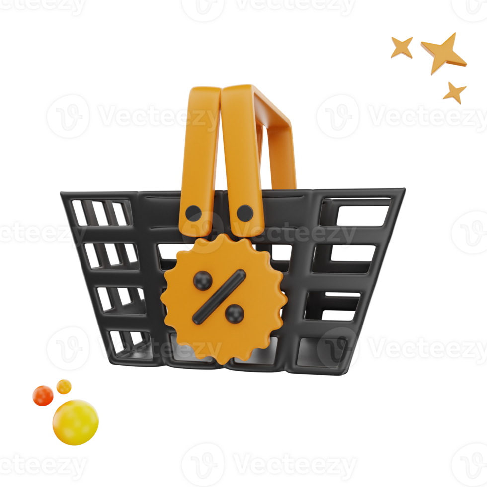 3d rendering Black Friday Baket icon object png
