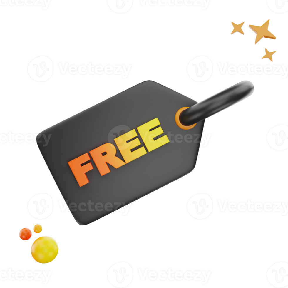3d rendering Black Friday Free Card icon object png