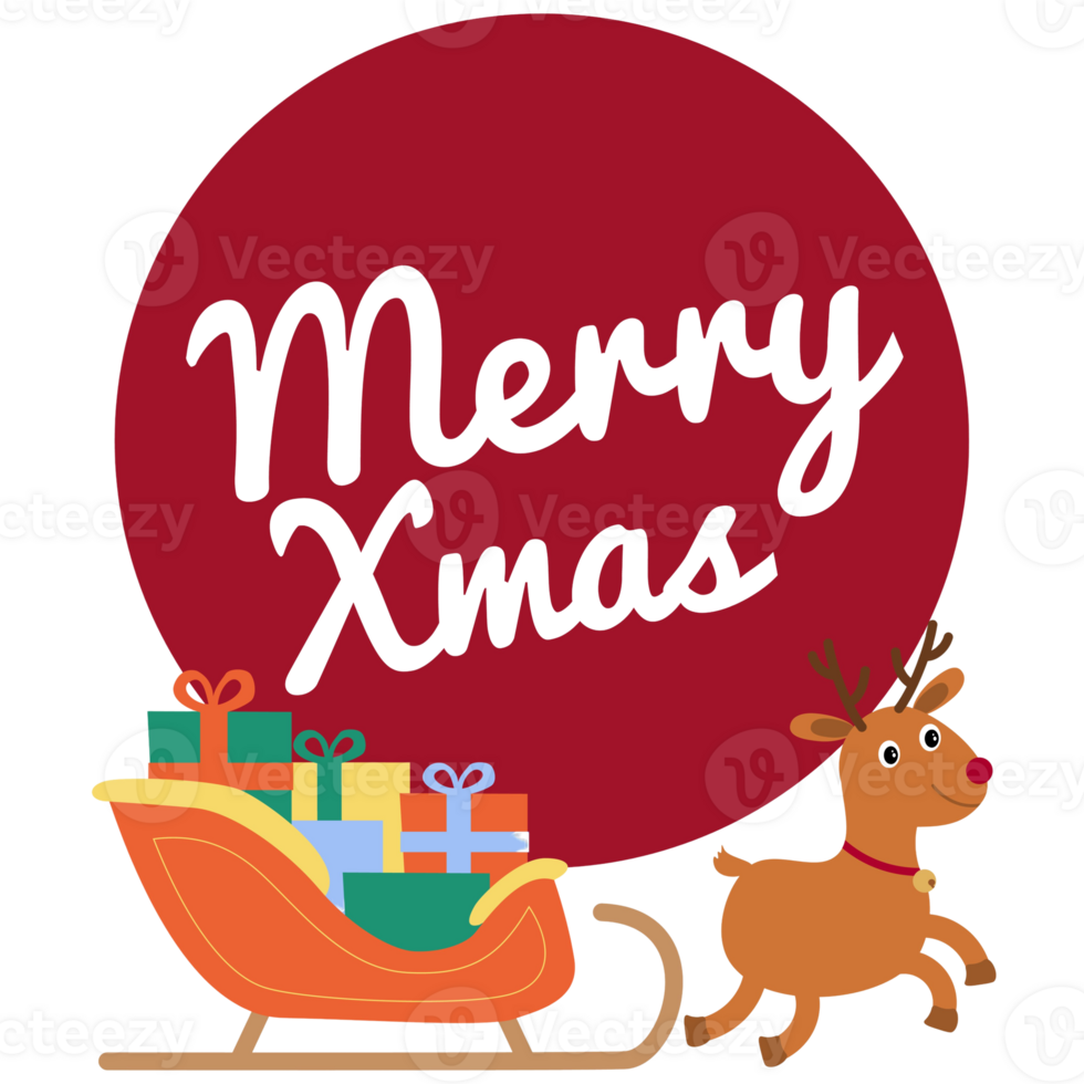 allegro Natale clipart - Natale e contento vacanze saluto. Santa Claus con cervo. illustrazione per saluto carte, manifesti, banner e altro design png