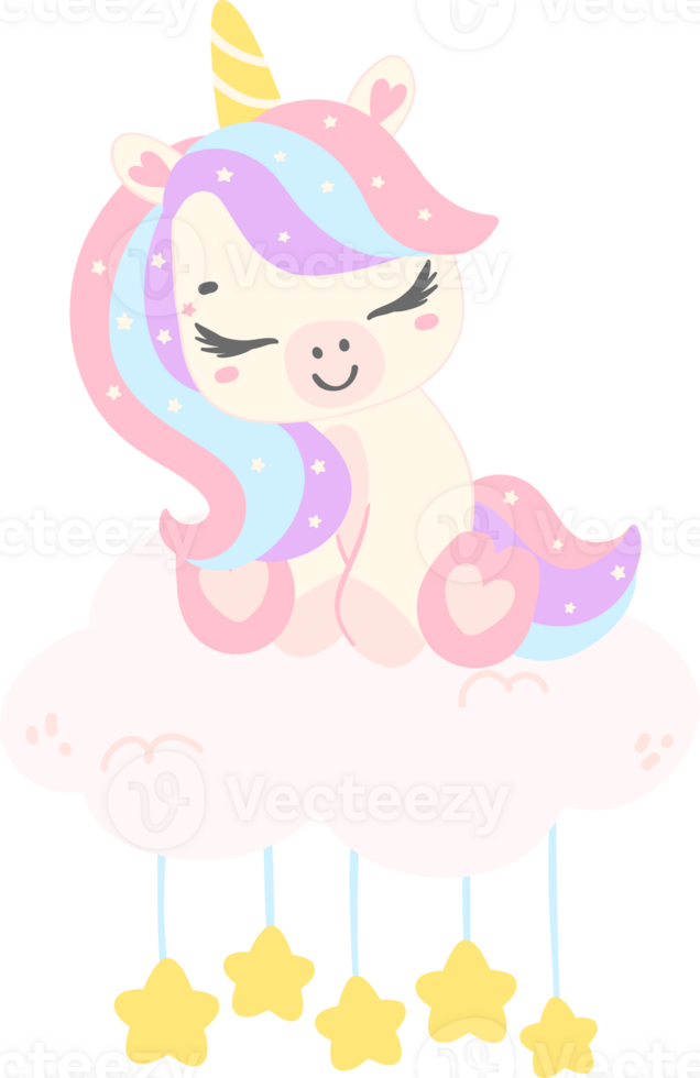 Cute Baby Unicorn cartoon illustration png