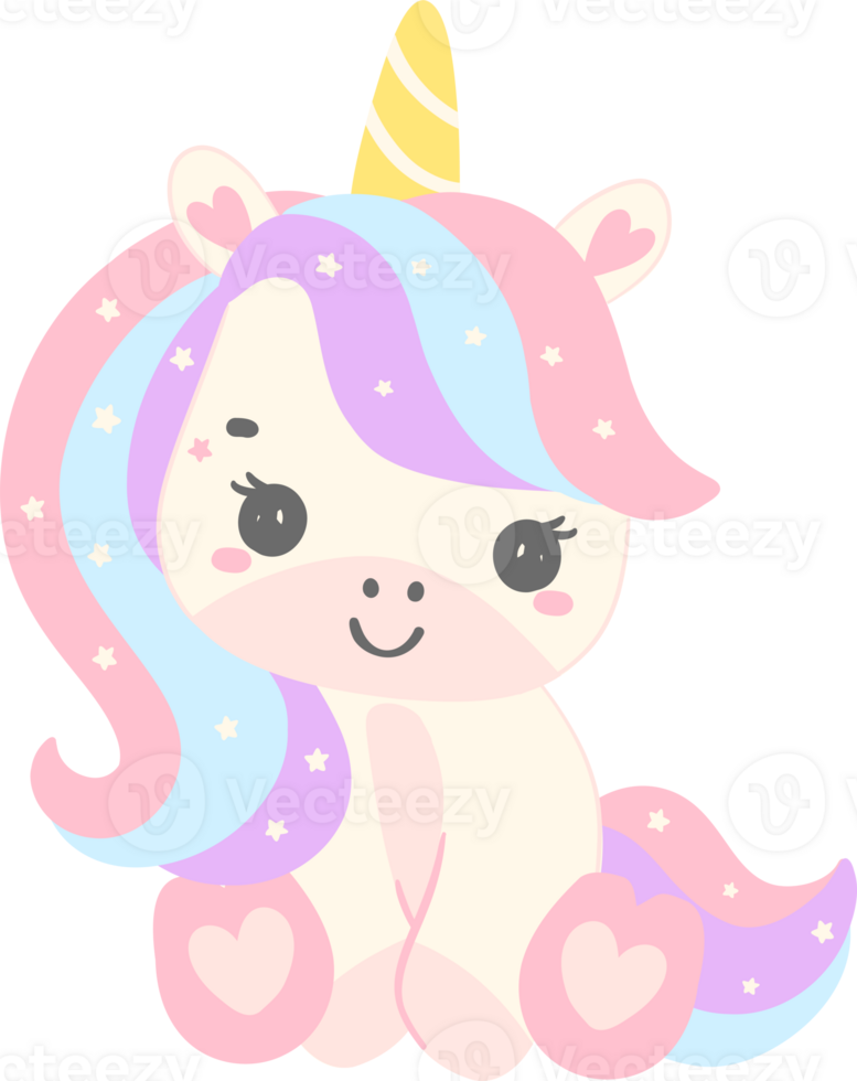 Cute Baby Unicorn pink cartoon illustration png