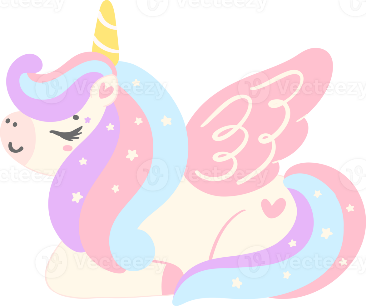 Cute Baby Unicorn pink cartoon illustration png