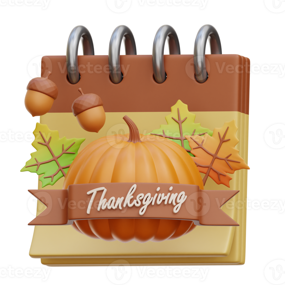 Thanksgiving Calendar 3D Icon Illustrations png