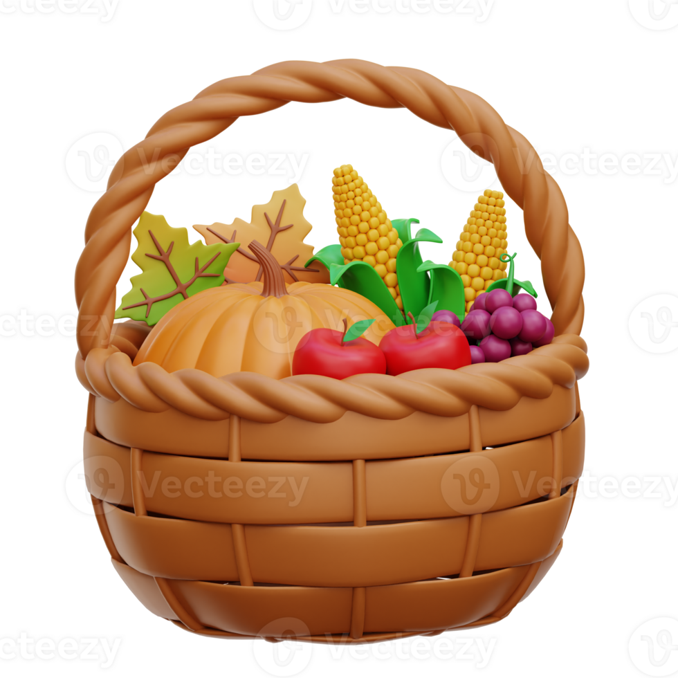 Harvest Basket 3D Icon Illustrations png