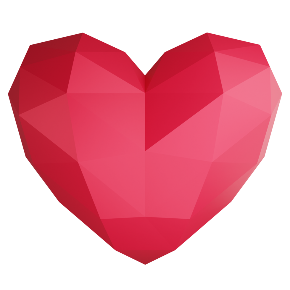 Heart pixel clipart flat design icon isolated on transparent background, 3D render Valentine concept png