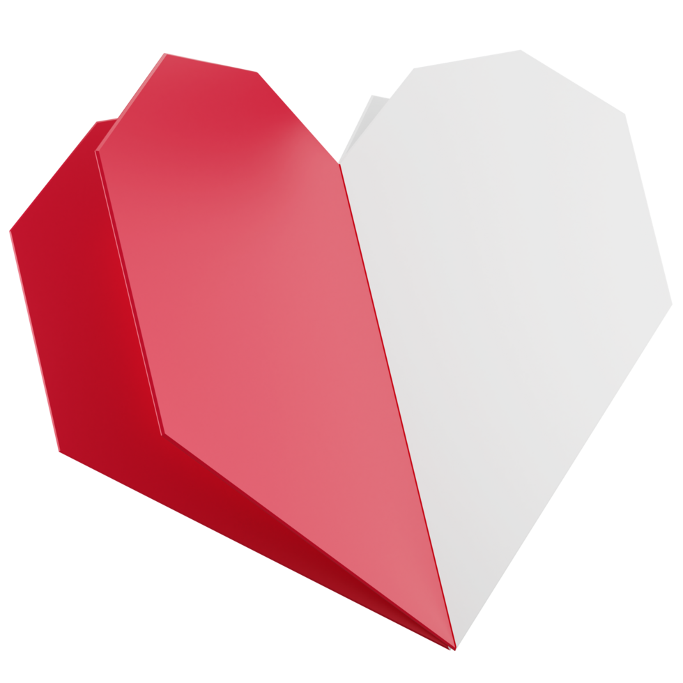 Heart paper clipart flat design icon isolated on transparent background, 3D render Valentine concept png
