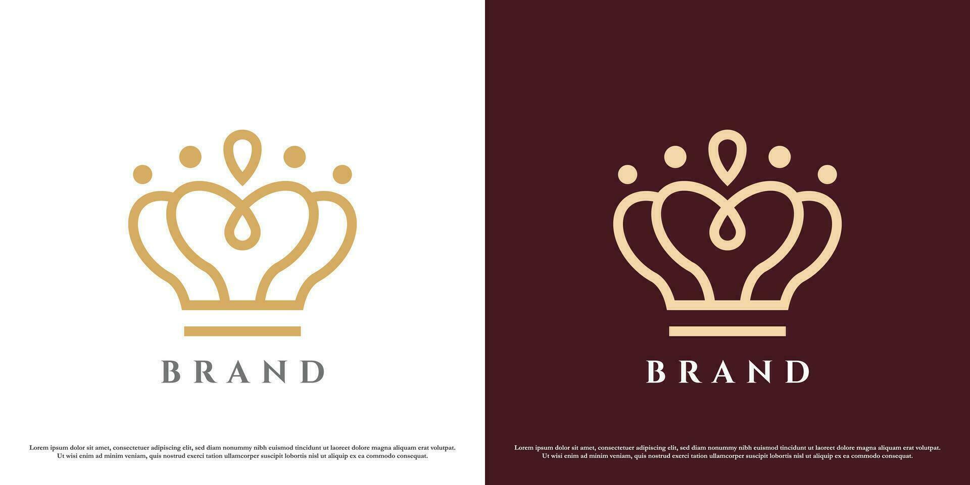 King crown logo design illustration. Crown symbol line art linear princess queen majesty lady fairy diamond ace. Flat icon template simple minimalist elegant luxury glamorous luxurious majestic. vector