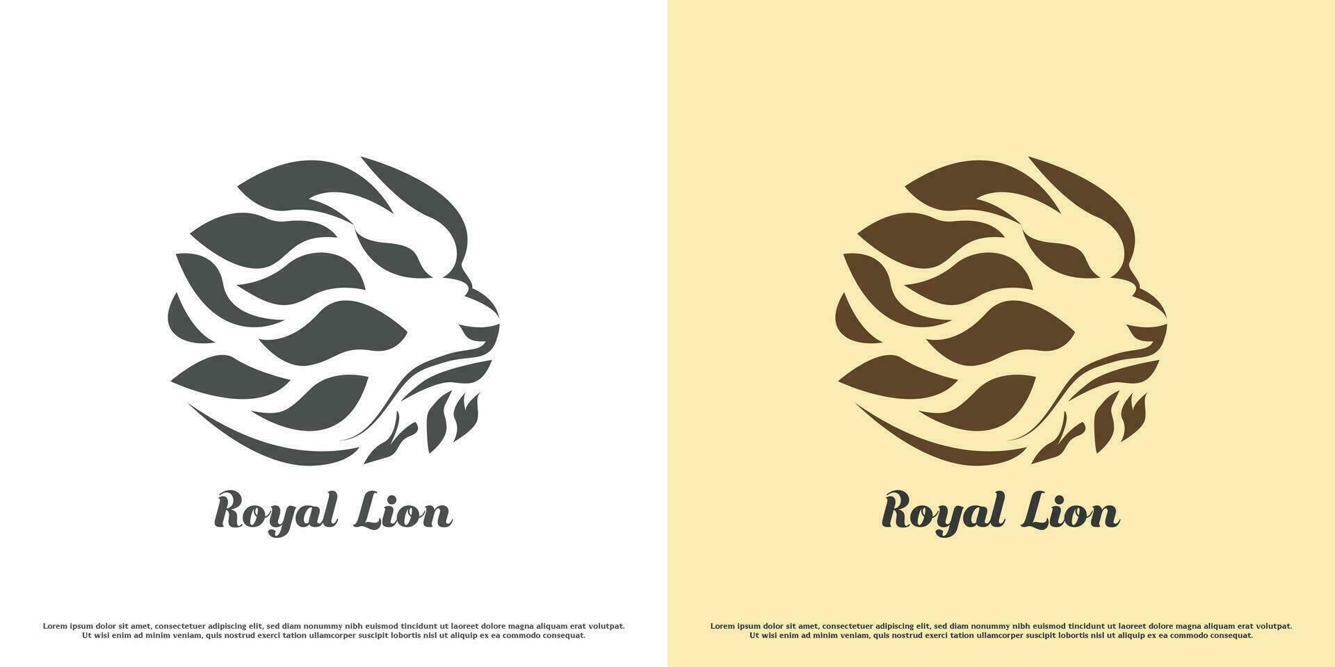 Lion head logo design illustration. Silhouette shadow head face wild predator animal lion character  pride wisdomm embrace wise crest. Creative simple brave angry subtle abstract flat icon symbol. vector