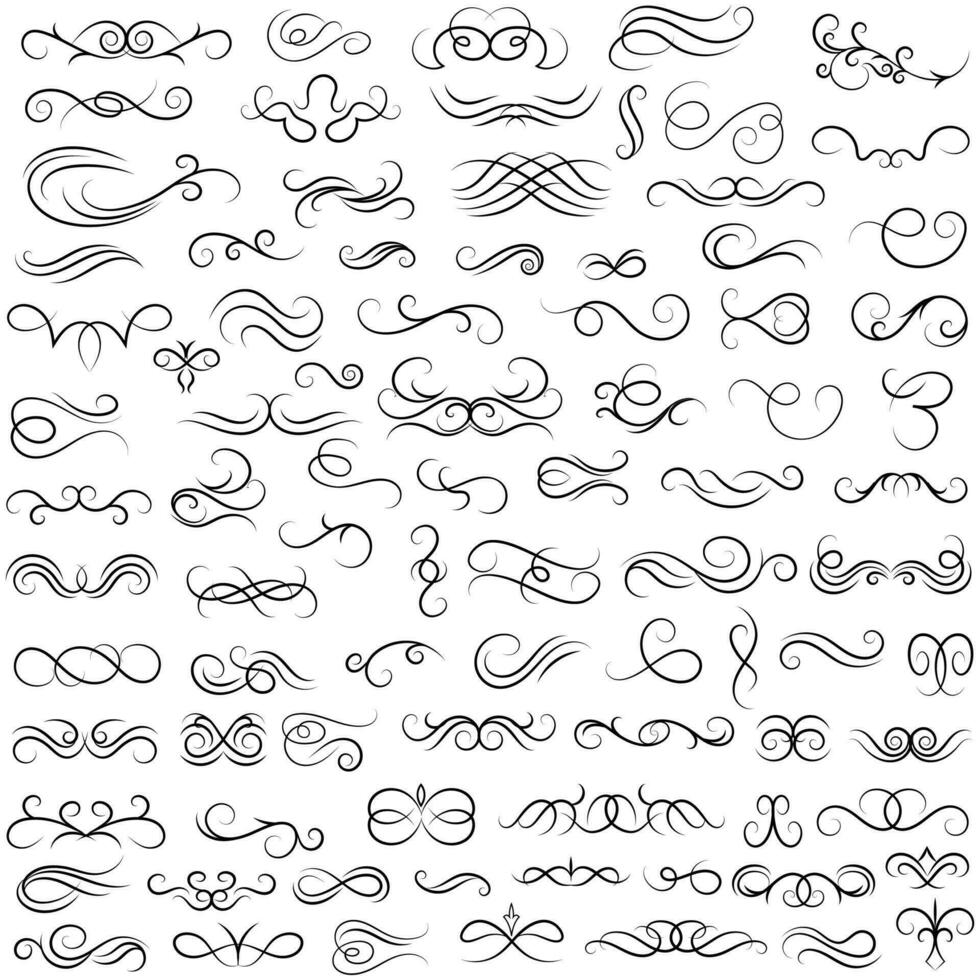 Vector graphic elements for design vector elements. Swirl elements decorative illustration. Classic calligraphy swirls, greeting cards, wedding invitations, royal certificates and graphic design.