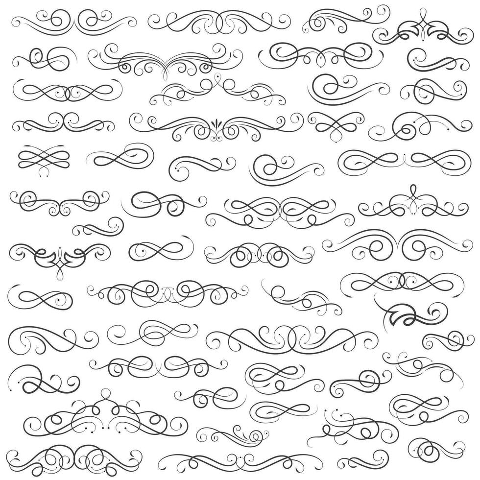 Vector graphic elements for design vector elements. Swirl elements decorative illustration. Classic calligraphy swirls, greeting cards, wedding invitations, royal certificates and graphic design.