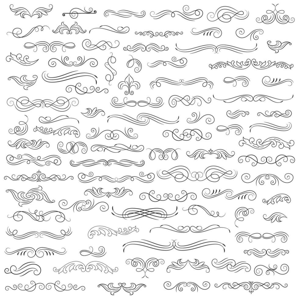 Vector graphic elements for design vector elements. Swirl elements decorative illustration. Classic calligraphy swirls, greeting cards, wedding invitations, royal certificates and graphic design.