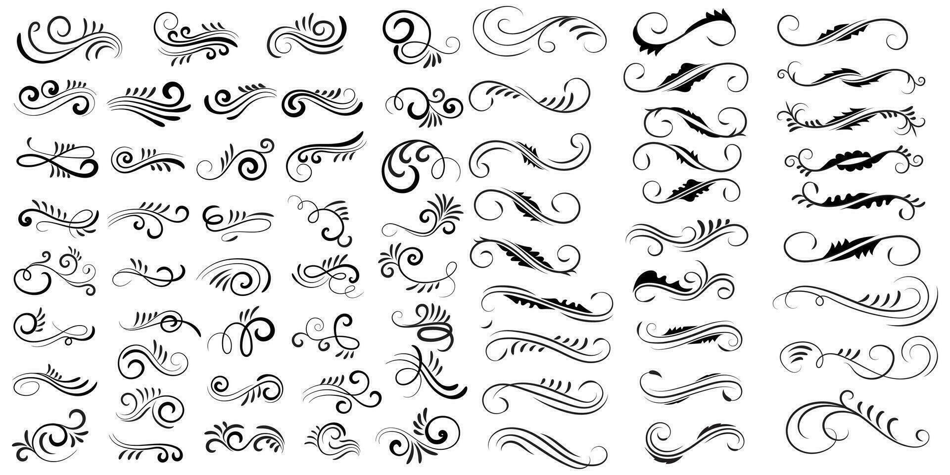 Vector graphic elements for design vector elements. Swirl elements decorative illustration. Classic calligraphy swirls, greeting cards, wedding invitations, royal certificates and graphic design.