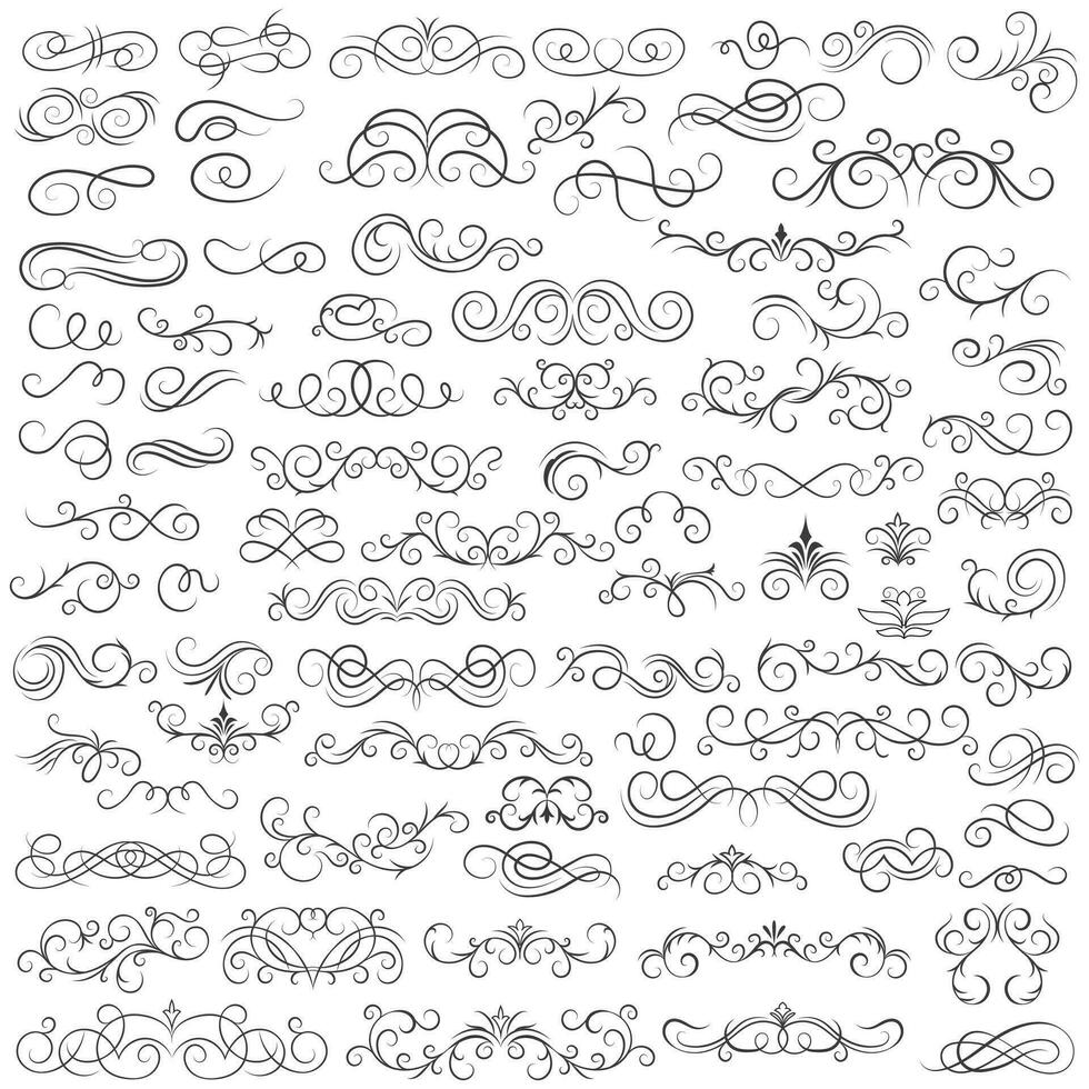 Vector graphic elements for design vector elements. Swirl elements decorative illustration. Classic calligraphy swirls, greeting cards, wedding invitations, royal certificates and graphic design.