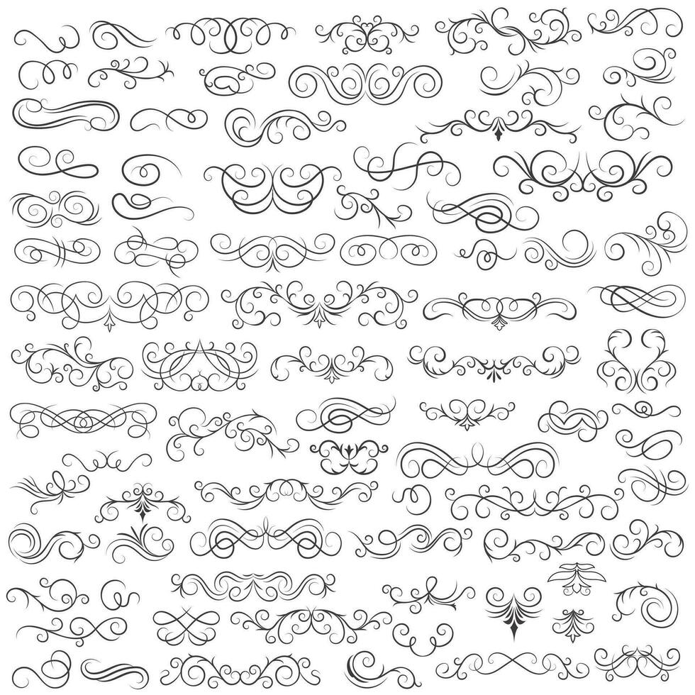 Vector graphic elements for design vector elements. Swirl elements decorative illustration. Classic calligraphy swirls, greeting cards, wedding invitations, royal certificates and graphic design.