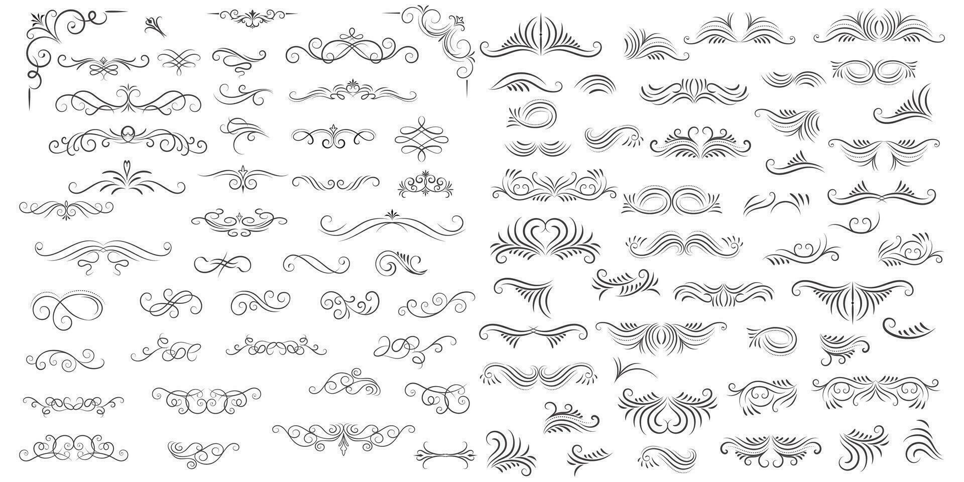 Vector graphic elements for design vector elements. Swirl elements decorative illustration. Classic calligraphy swirls, greeting cards, wedding invitations, royal certificates and graphic design.