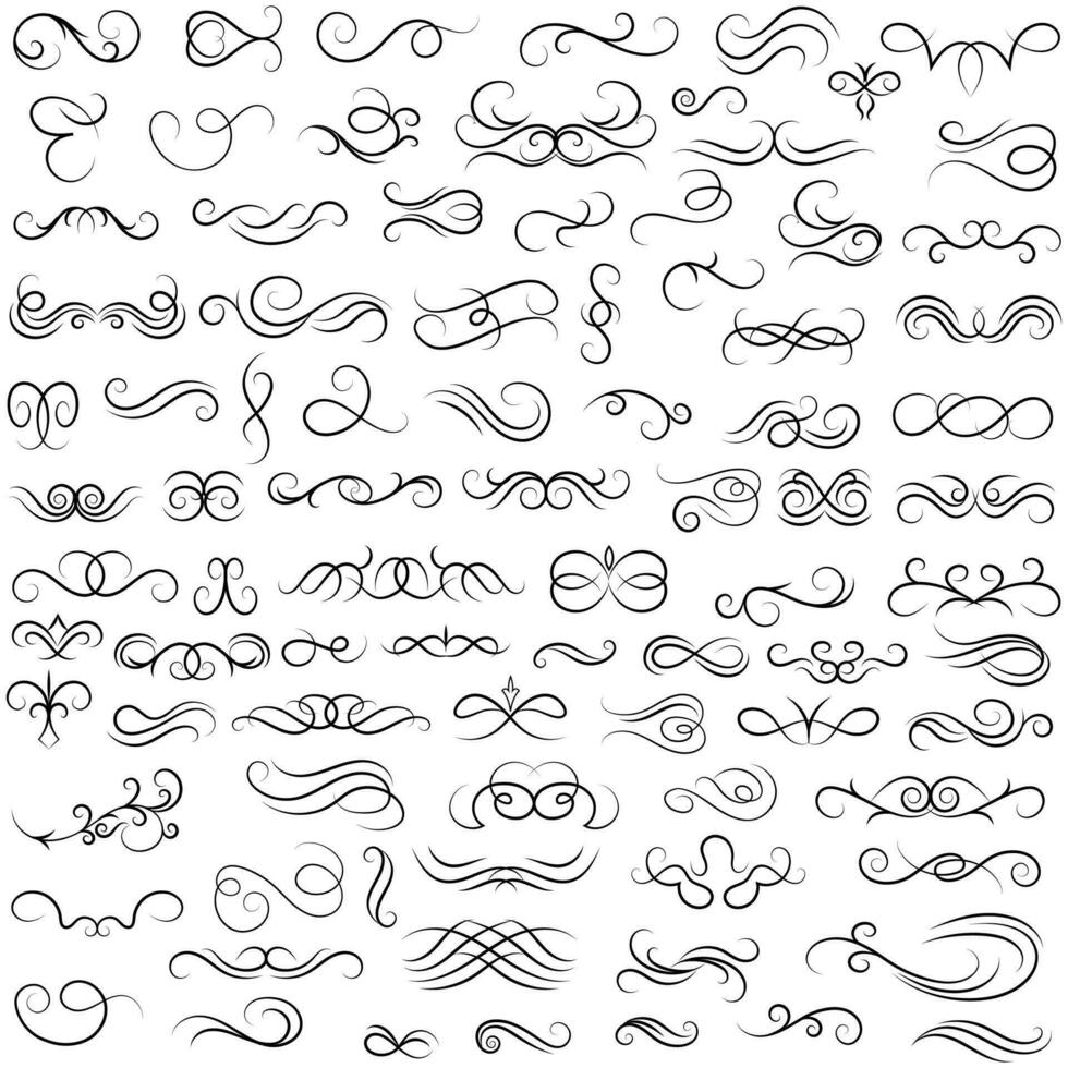 Vector graphic elements for design vector elements. Swirl elements decorative illustration. Classic calligraphy swirls, greeting cards, wedding invitations, royal certificates and graphic design.