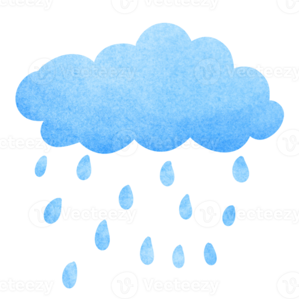 Blue clouds with raindrops png