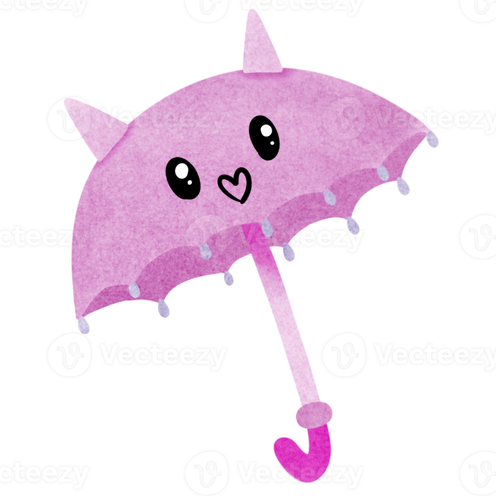 A pink umbrella with a face. png