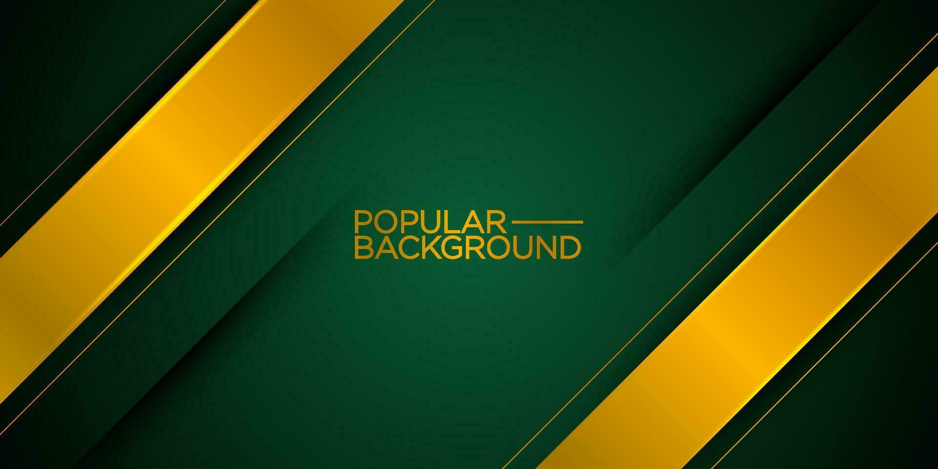 Abstract dark green gradient background with shadow and gold lines. Abstract simple background for banner, brochure, presentation design, and business card. Eps10 vector