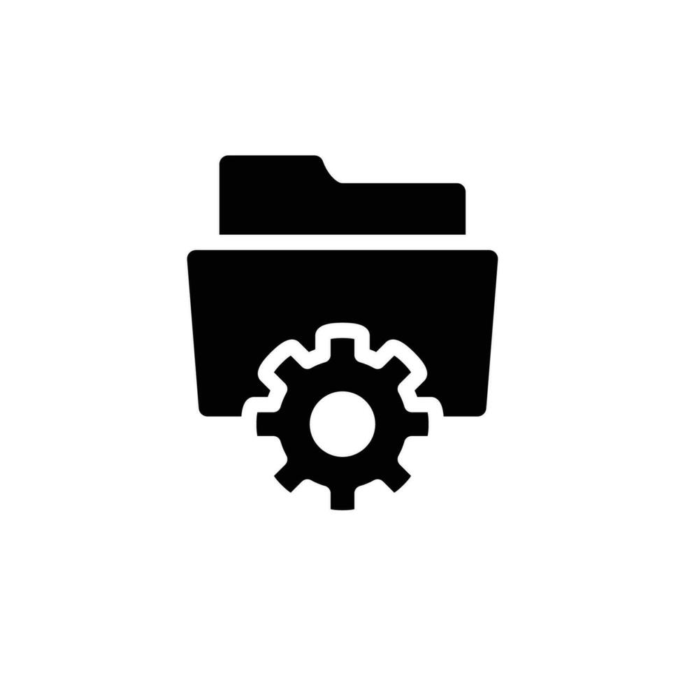Data management icon. Simple solid style. Document, file, folder, record, digital database, system information concept. Black silhouette, glyph symbol. Vector illustration isolated.