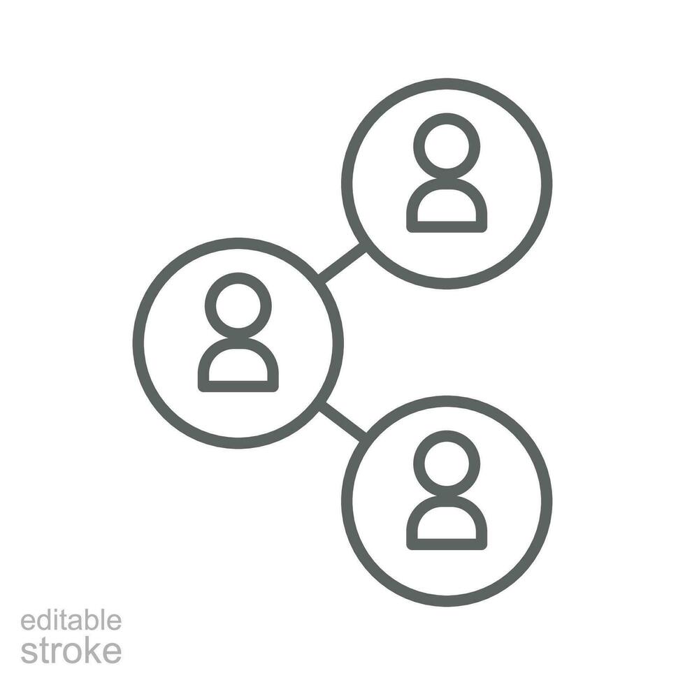People network icon. Simple outline style. Social network, connect, circle, share, link, community, team, group, business concept. Thin line symbol. Vector illustration isolated. Editable stroke.