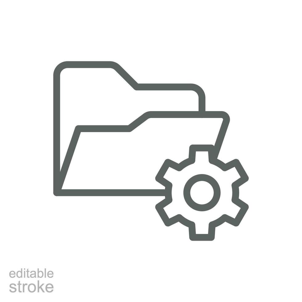 Data management icon. Simple outline style. Document, file, folder, record, digital database, system information concept. Thin line symbol. Vector illustration isolated. Editable stroke.