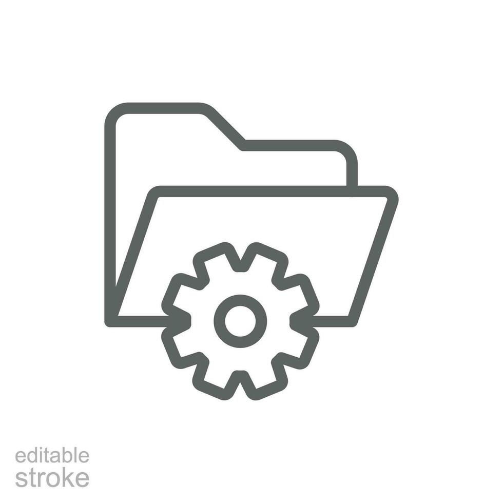 Data management icon. Simple outline style. Document, file, folder, record, digital database, system information concept. Thin line symbol. Vector illustration isolated. Editable stroke.