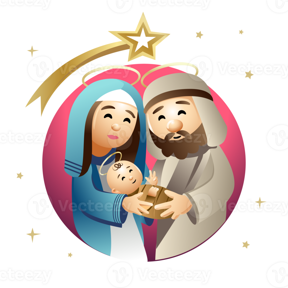 helig familj, nativity scen med jose, mary och bebis Jesus. png