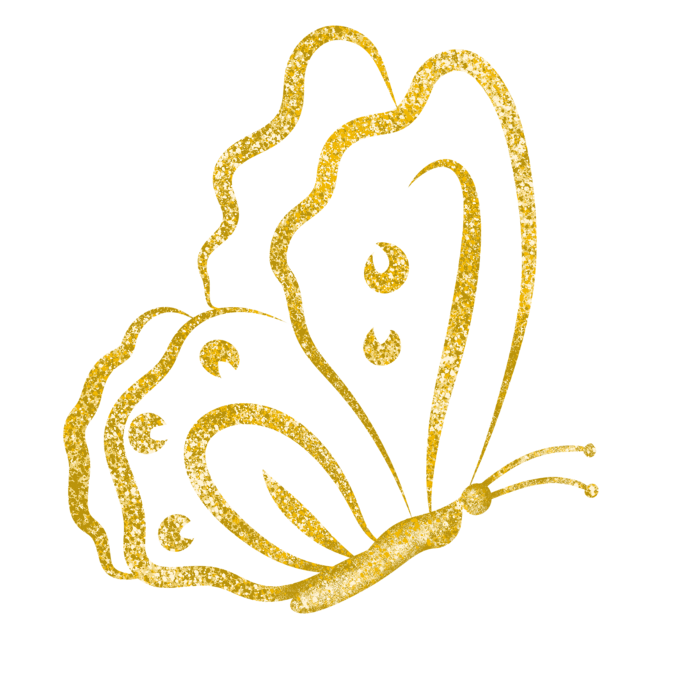 guld glitter fjäril png