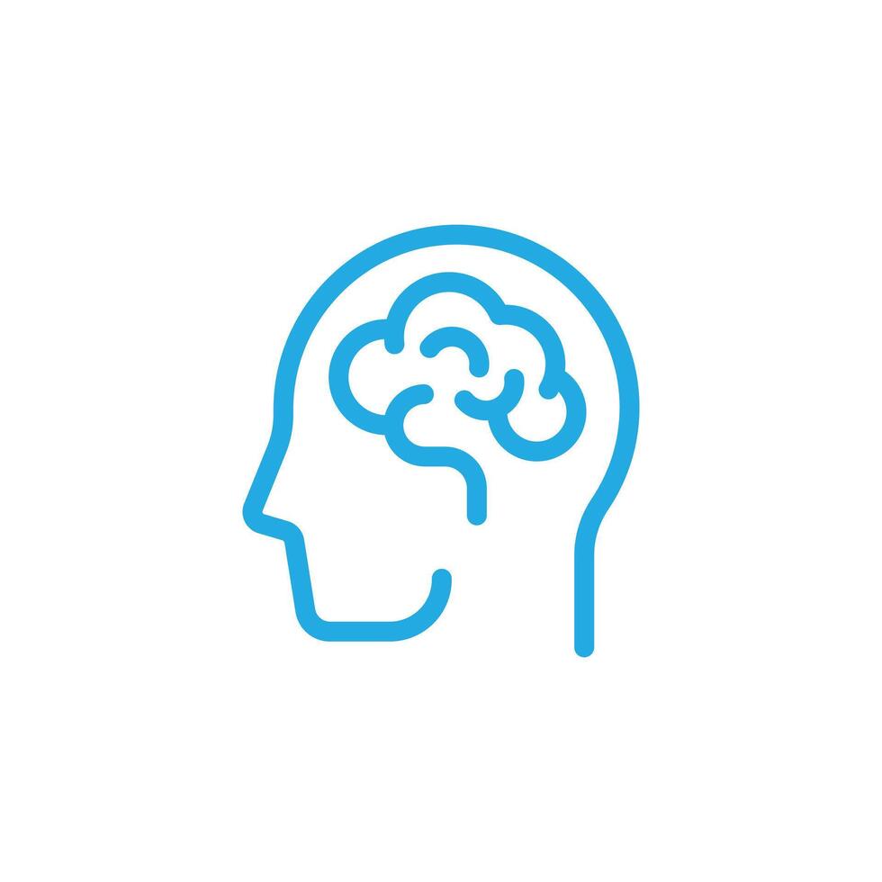 azul humano cerebro icono en línea Arte estilo aislado en blanco antecedentes. vector