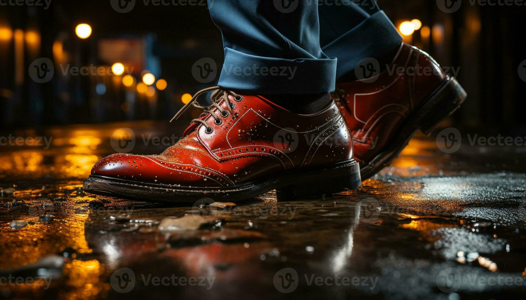 AI generated Smiling man, illuminated city, confident, enjoying nightlife, looking at camera generated by AI photo