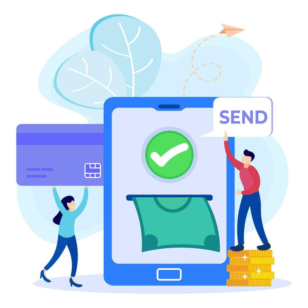 Illustration vector graphic cartoon character of mobile banking