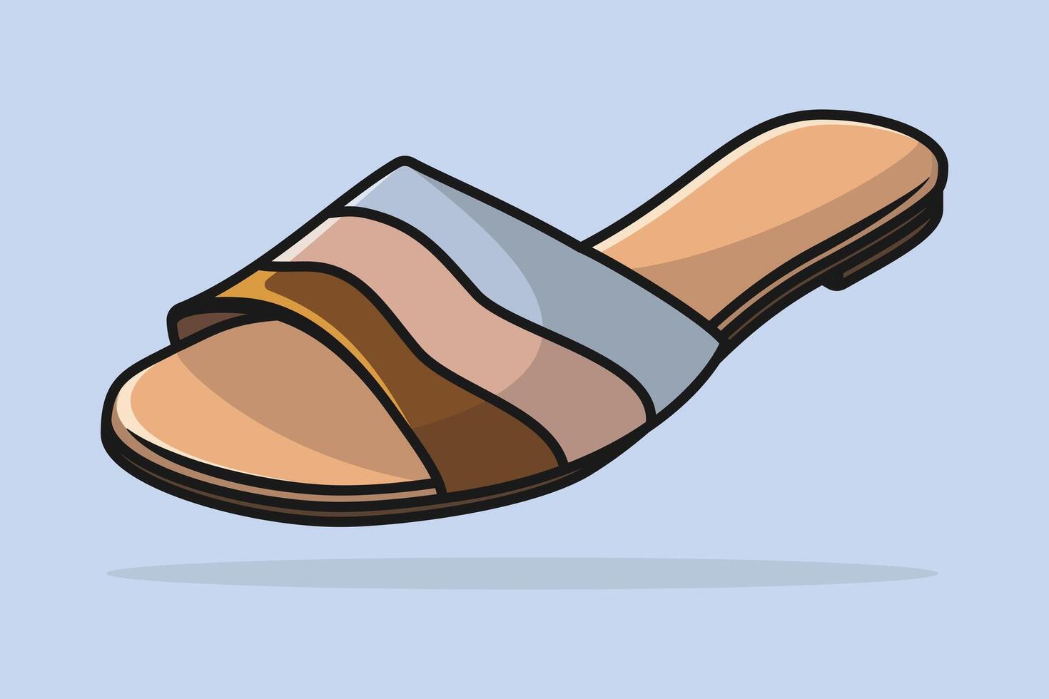 Flat Style Women Beautiful Slipper vector illustration. Beauty fashion objects icon concept. Fashionable woman unique slipper vector design.