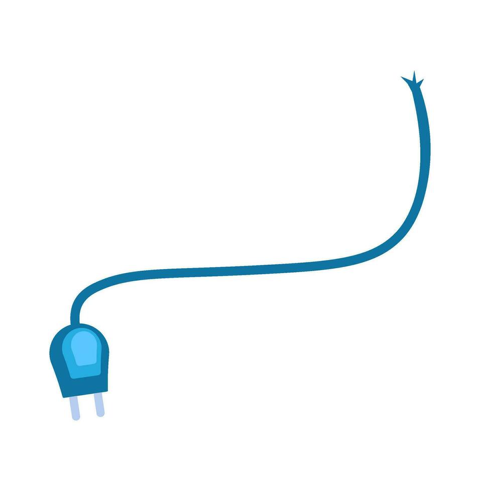 Flat E Waste Broken Wire With Electrical Plug Icon vector
