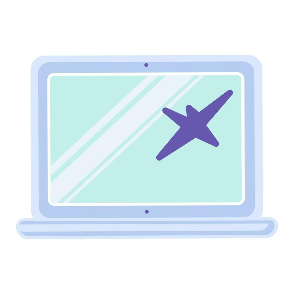 Flat E Waste Broken Portable Laptop Screen Icon vector