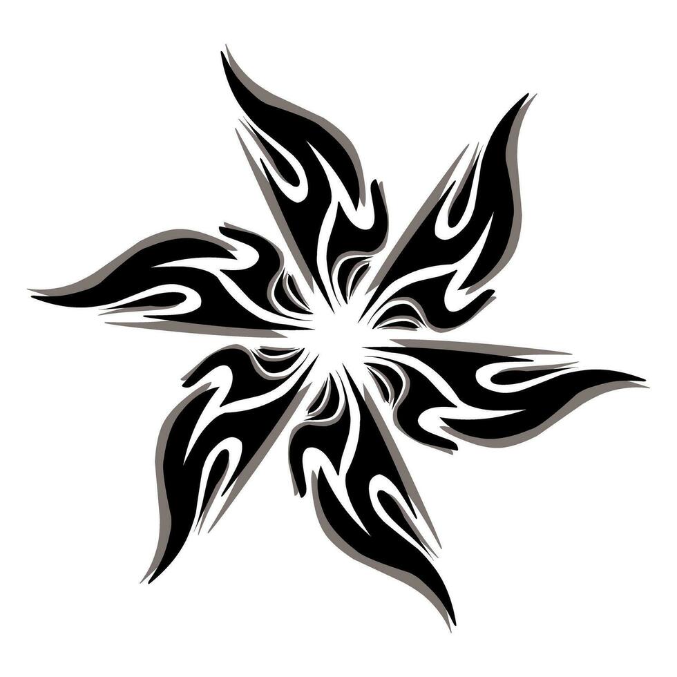 negro tribal mandala icono con sombra. Perfecto para logotipos, iconos, elementos, tatuajes, pegatinas, carteles, pancartas, ropa, sombreros vector