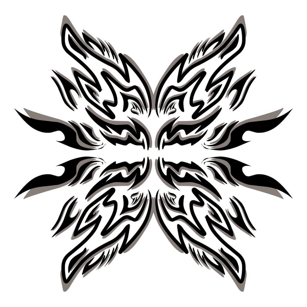 negro tribal mandala icono con sombra. Perfecto para logotipos, iconos, elementos, tatuajes, pegatinas, carteles, pancartas, ropa, sombreros vector