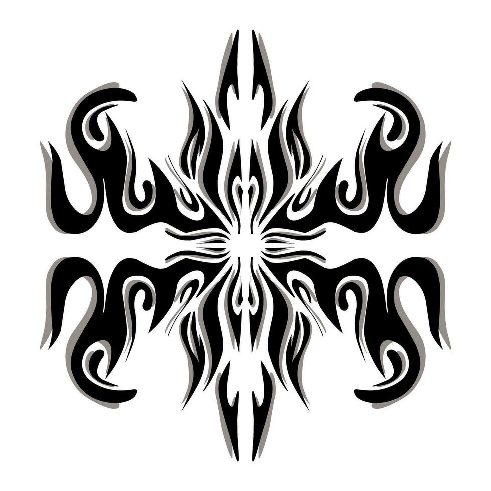 Black tribal mandala icon with shadow. Perfect for logos, icons, items, tattoos, stickers, posters, banners, clothes, hats vector