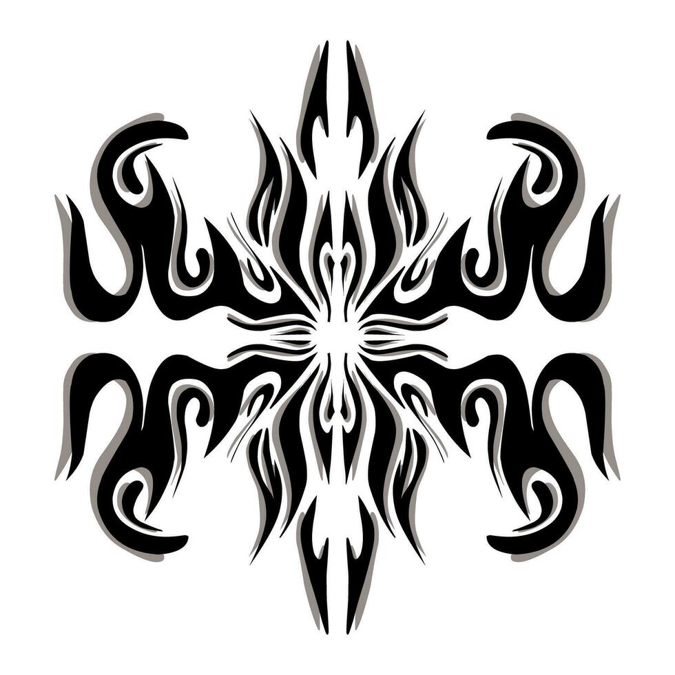 Black tribal mandala icon with shadow. Perfect for logos, icons, items, tattoos, stickers, posters, banners, clothes, hats vector