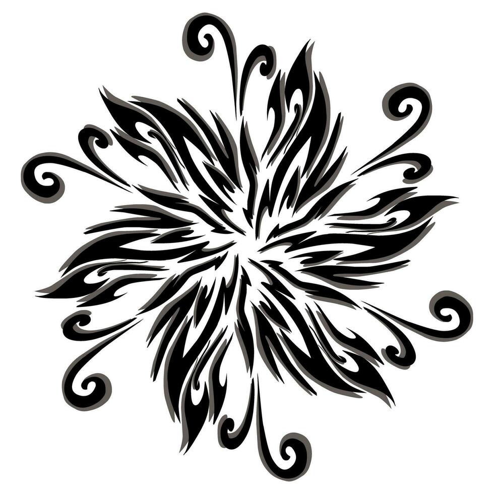 Black tribal mandala icon with shadow. Perfect for logos, icons, items, tattoos, stickers, posters, banners, clothes, hats vector