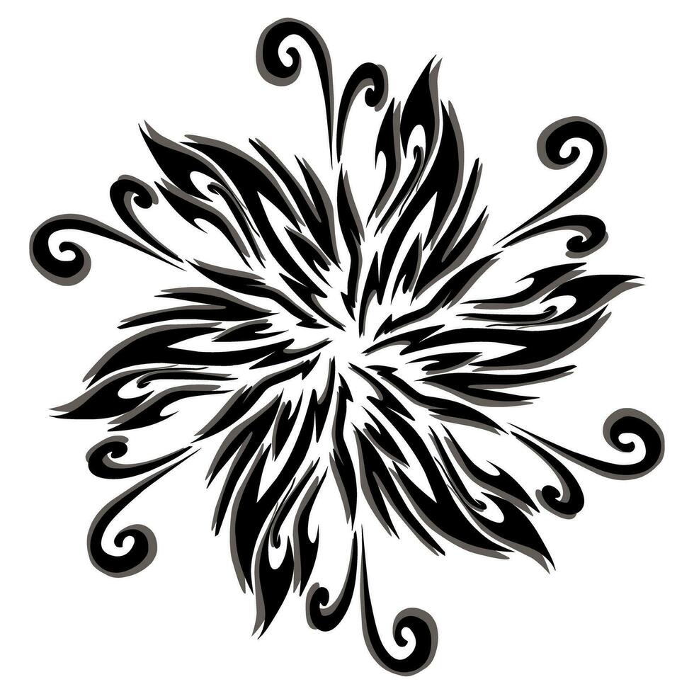 Black tribal mandala icon with shadow. Perfect for logos, icons, items, tattoos, stickers, posters, banners, clothes, hats vector