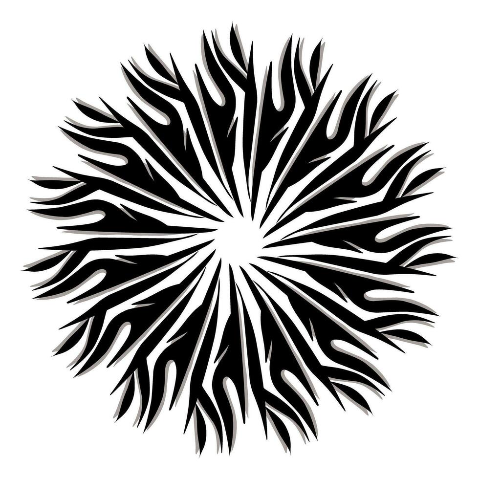 Black tribal mandala icon with shadow. Perfect for logos, icons, items, tattoos, stickers, posters, banners, clothes, hats vector