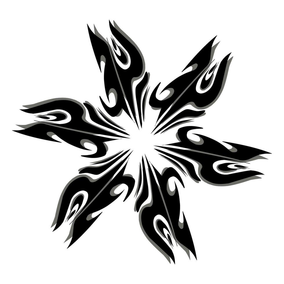 Black tribal mandala icon with shadow. Perfect for logos, icons, items, tattoos, stickers, posters, banners, clothes, hats vector