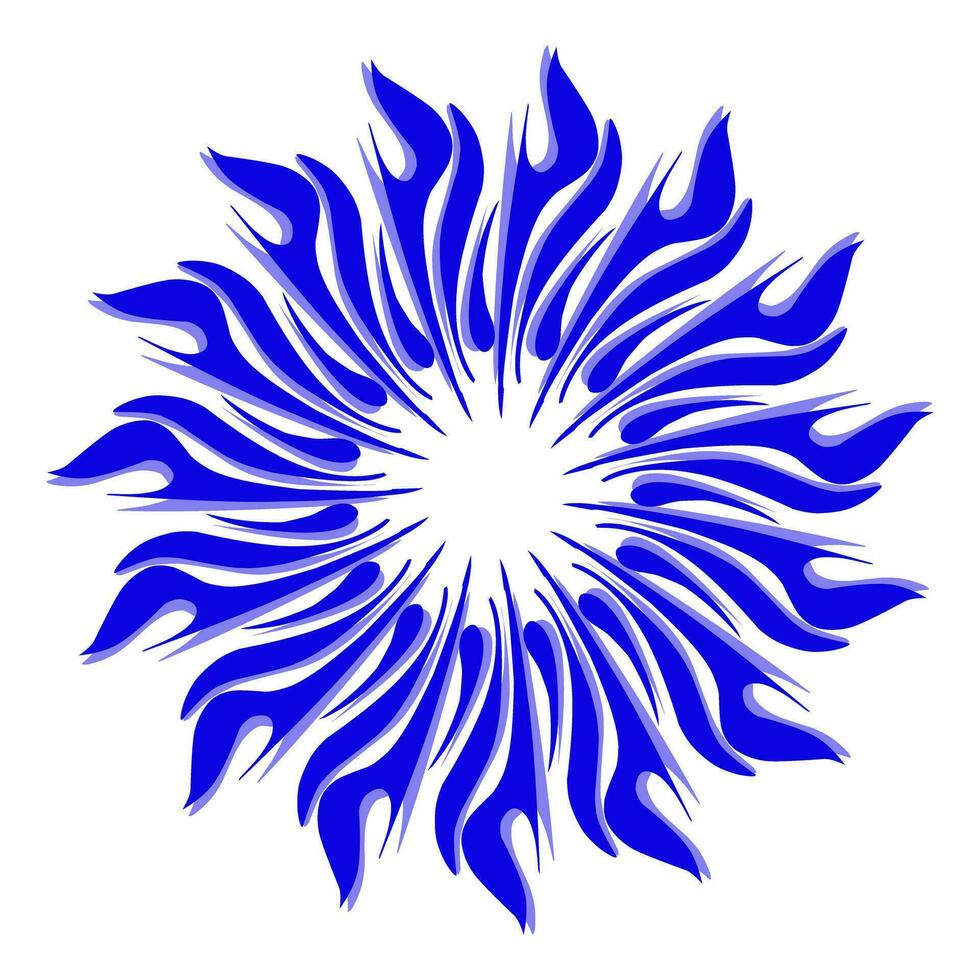 Blue tribal mandala icon with shadow. Perfect for logos, icons, items, tattoos, stickers, posters, banners, clothes, hats vector