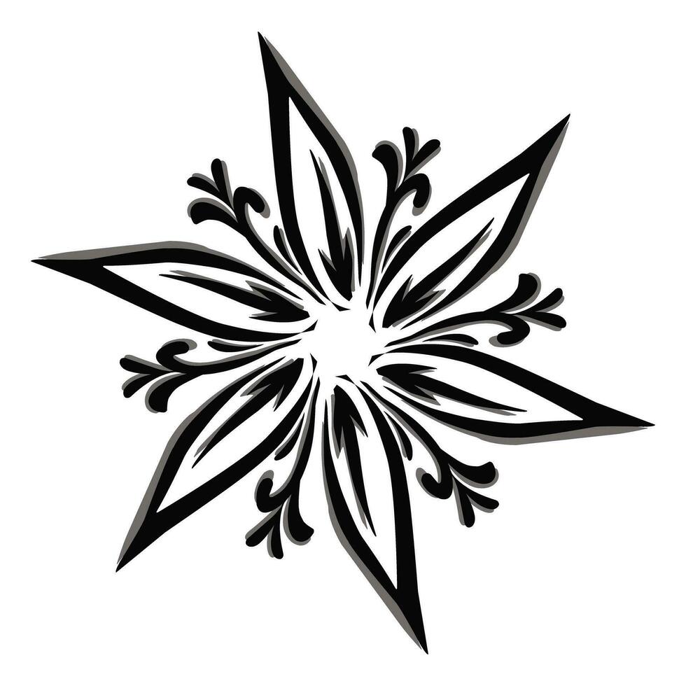 negro tribal mandala icono con sombra. Perfecto para logotipos, iconos, elementos, tatuajes, pegatinas, carteles, pancartas, ropa, sombreros vector