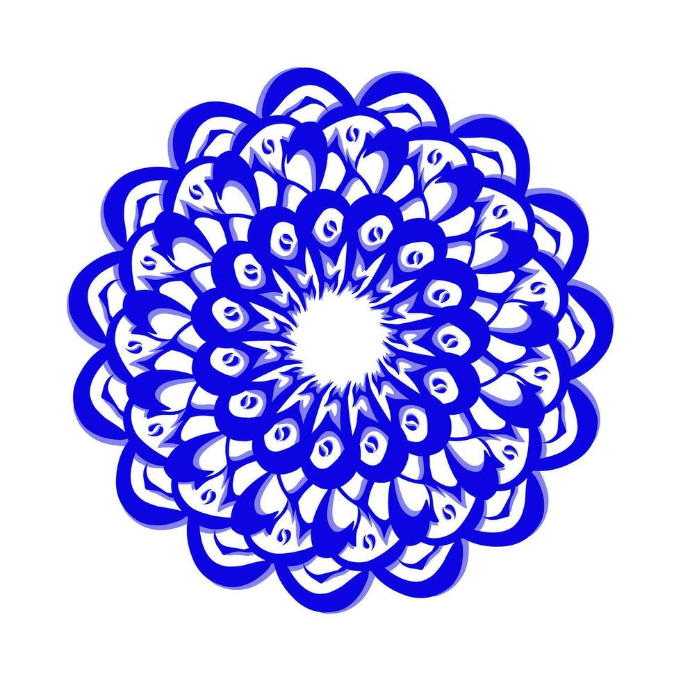 azul tribal mandala icono con sombra. Perfecto para logotipos, iconos, elementos, tatuajes, pegatinas, carteles, pancartas, ropa, sombreros vector