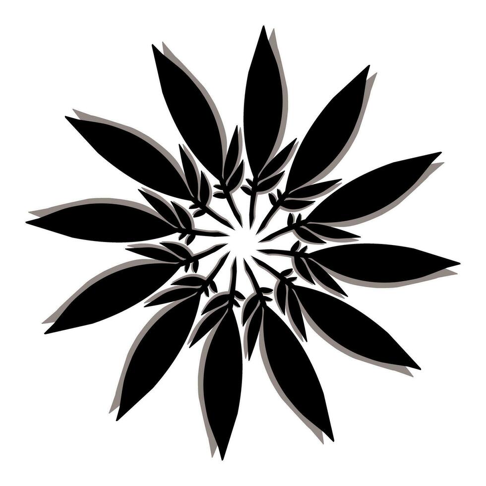 negro tribal mandala icono con sombra. Perfecto para logotipos, iconos, elementos, tatuajes, pegatinas, carteles, pancartas, ropa, sombreros vector